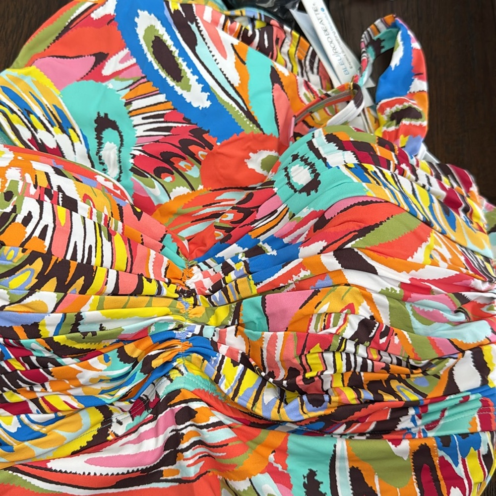 78. Bleu by Rod Beattie Plus Size Break the Mold Shirred Swimsuit - Multi - Picture 2 of 2